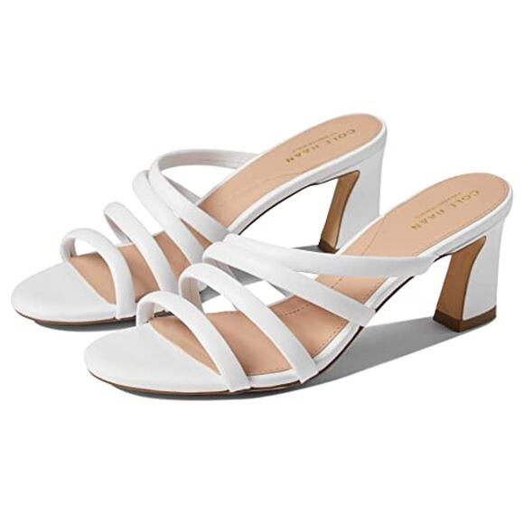 NWT Cole Haan Women’s Adella 65 mm White Leather Sandal 9.5B - Picture 1 of 1